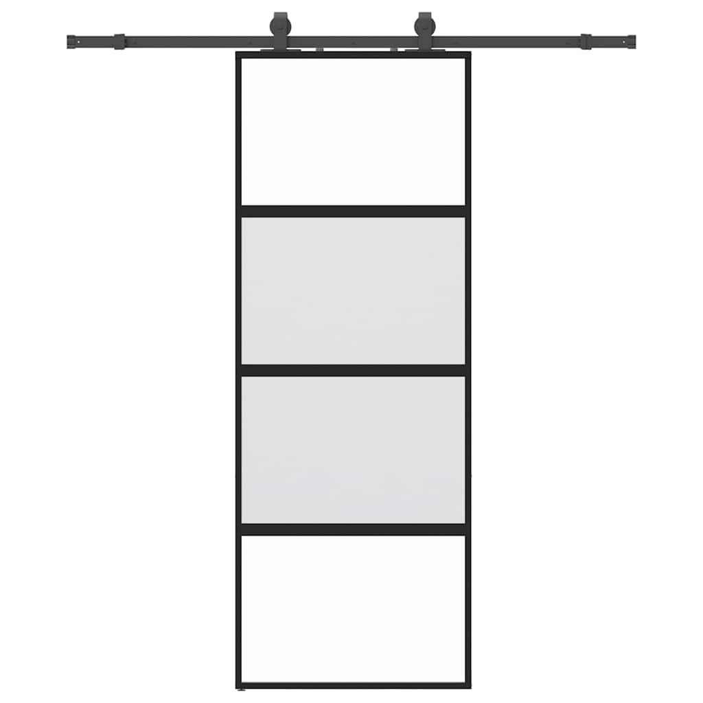 vidaXL Sliding Door with Hardware Set Black 76x205 cm Tempered Glass