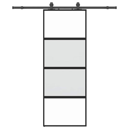 vidaXL Sliding Door with Hardware Set Black 76x205 cm Tempered Glass