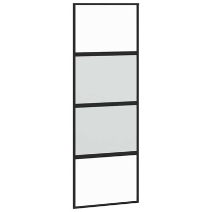 vidaXL Sliding Door with Hardware Set Black 76x205 cm Tempered Glass