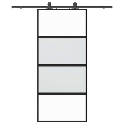vidaXL Sliding Door with Hardware Set Black 90x205 cm Tempered Glass