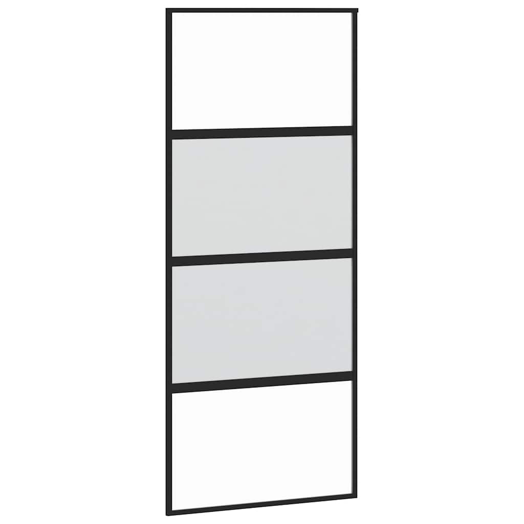 vidaXL Sliding Door with Hardware Set Black 90x205 cm Tempered Glass