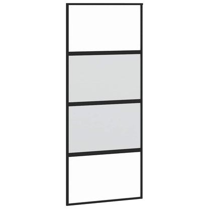 vidaXL Sliding Door with Hardware Set Black 90x205 cm Tempered Glass