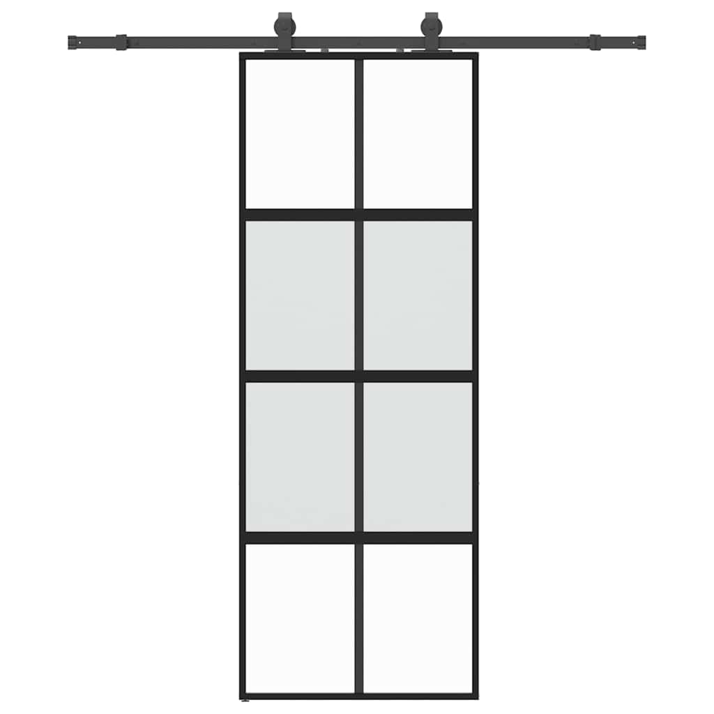 vidaXL Sliding Door with Hardware Set Black 76x205 cm Tempered Glass