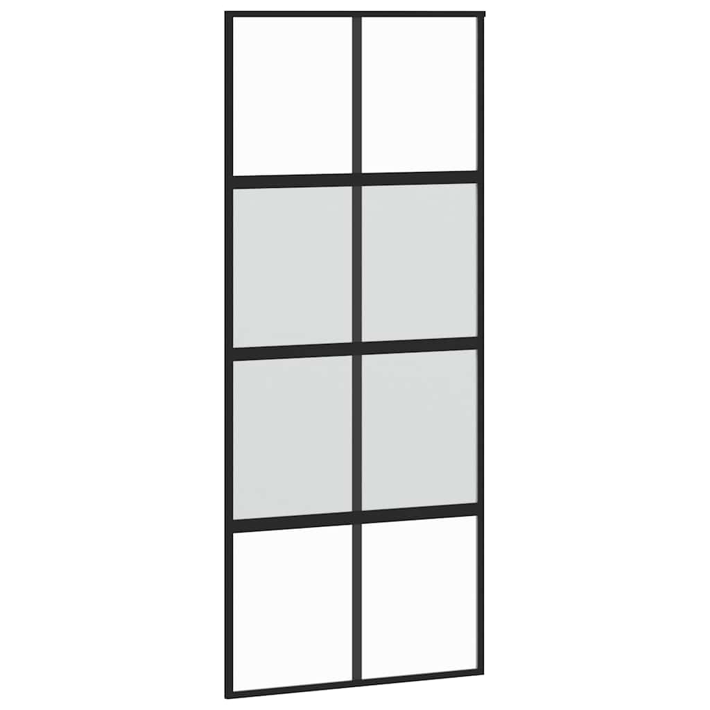 vidaXL Sliding Door with Hardware Set Black 90x205 cm Tempered Glass