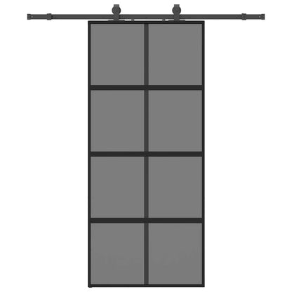 vidaXL Sliding Door with Hardware Set Black 90x205 cm Tempered Glass