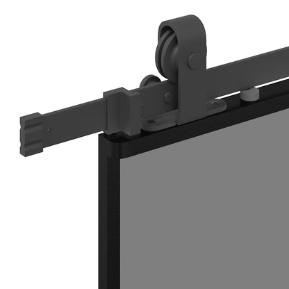 vidaXL Sliding Door with Hardware Set Black 90x205 cm Tempered Glass