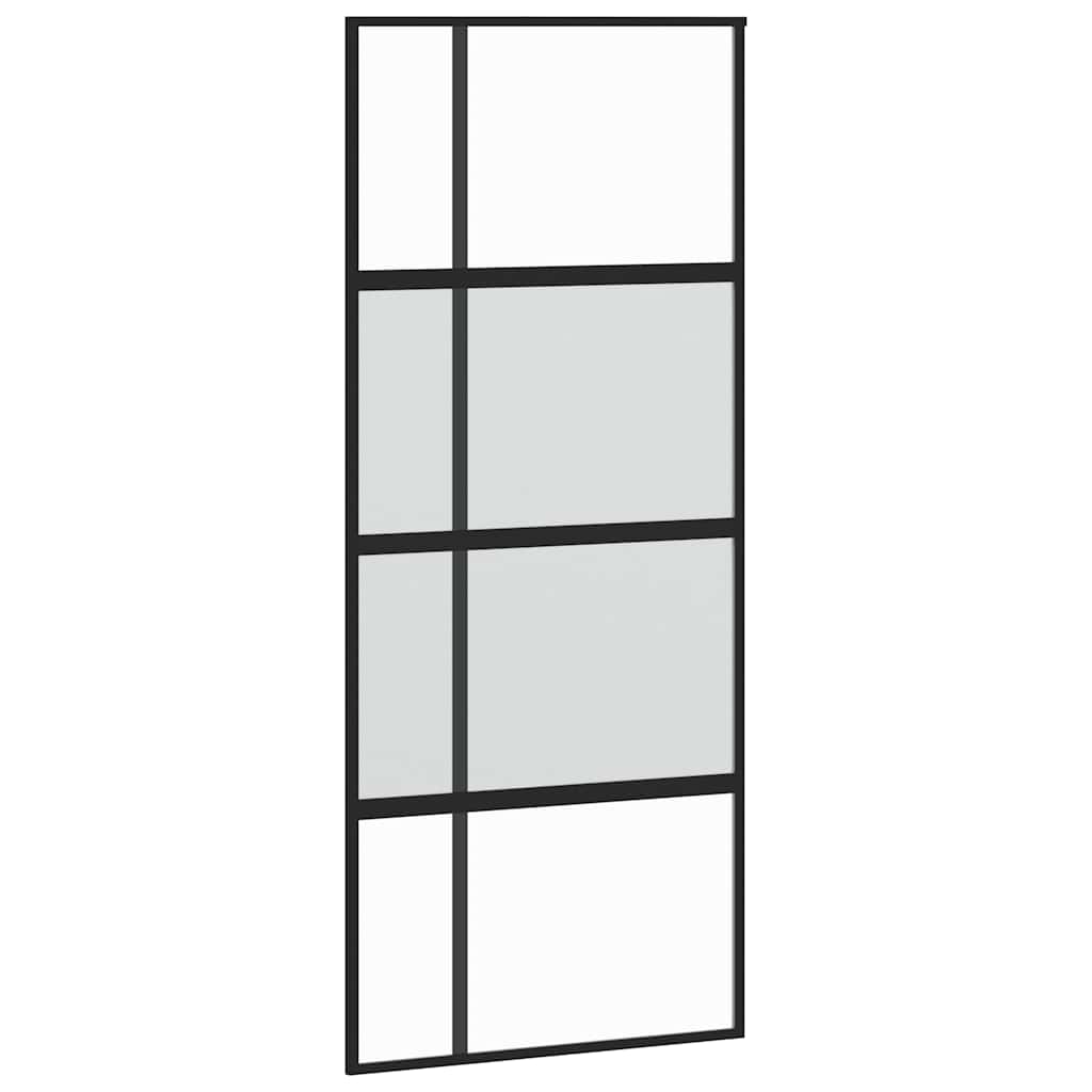 vidaXL Sliding Door with Hardware Set Black 90x205 cm Tempered Glass