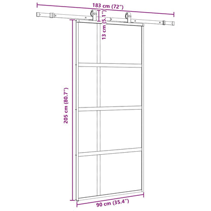 vidaXL Sliding Door with Hardware Set Black 90x205 cm Tempered Glass
