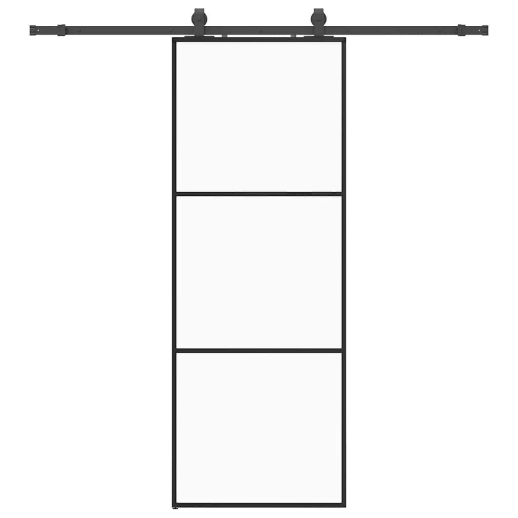 vidaXL Sliding Door with Hardware Set Black 76x205 cm ESG Glass