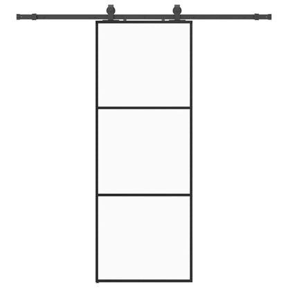 vidaXL Sliding Door with Hardware Set Black 76x205 cm ESG Glass