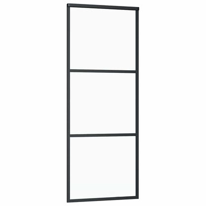 vidaXL Sliding Door with Hardware Set Black 76x205 cm ESG Glass