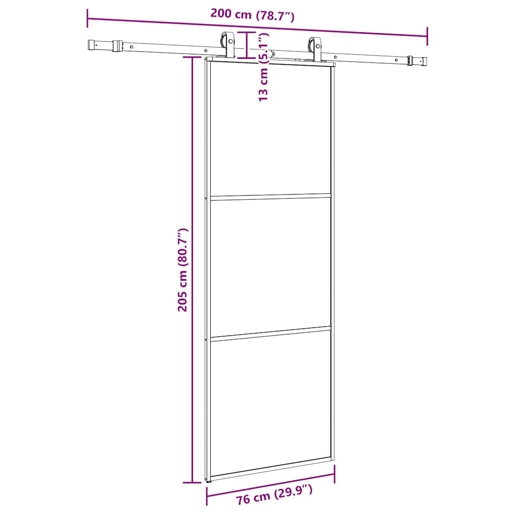 vidaXL Sliding Door with Hardware Set Black 76x205 cm ESG Glass