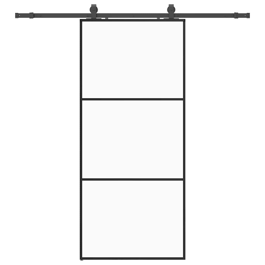 vidaXL Sliding Door with Hardware Set Black 90x205 cm ESG Glass