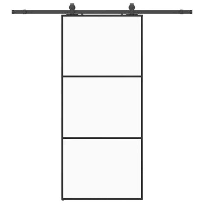 vidaXL Sliding Door with Hardware Set Black 90x205 cm ESG Glass