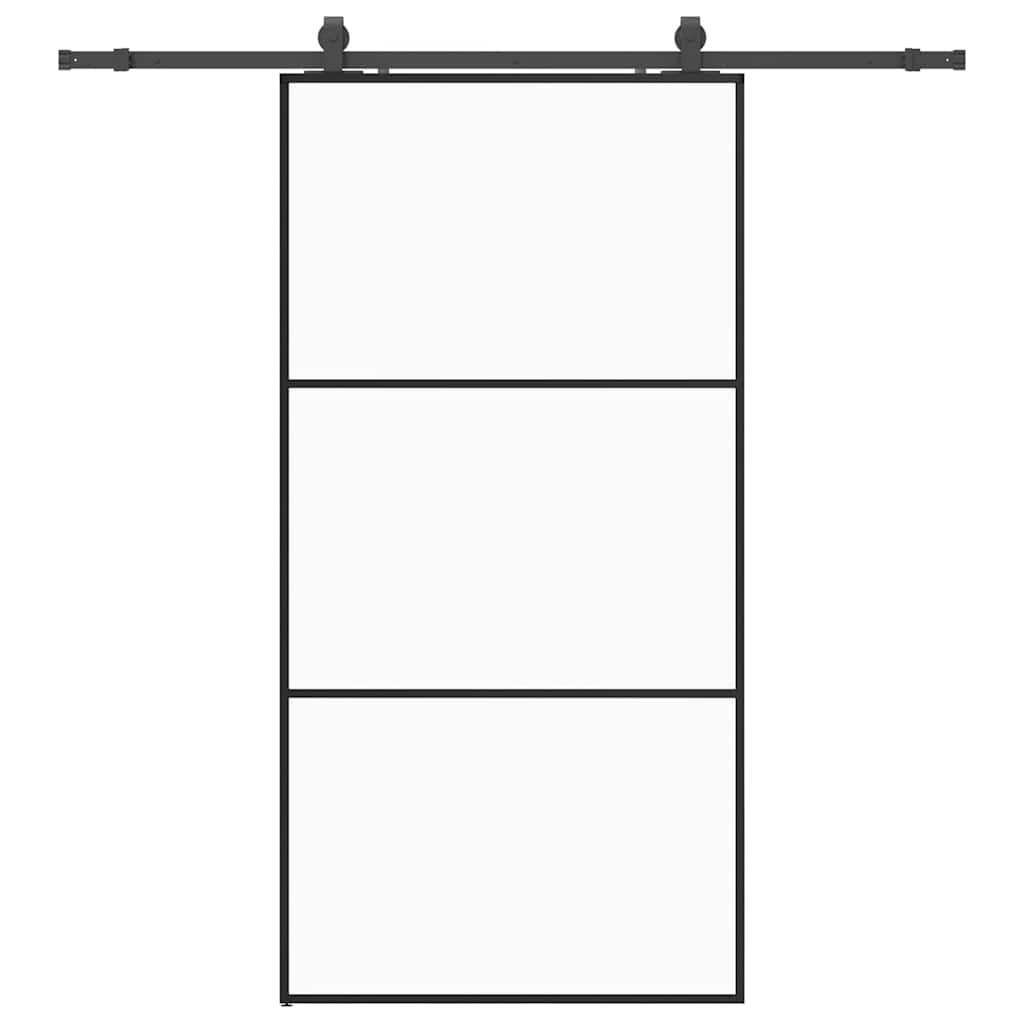vidaXL Sliding Door with Hardware Set Black 102x205 cm ESG Glass