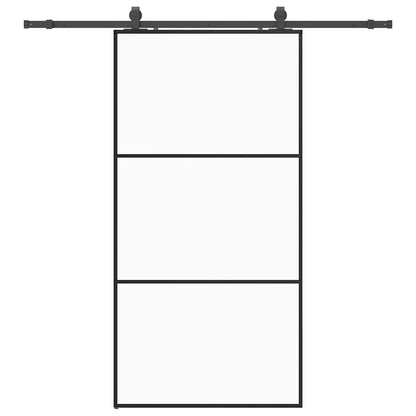 vidaXL Sliding Door with Hardware Set Black 102x205 cm ESG Glass