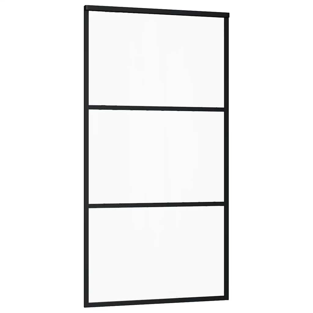 vidaXL Sliding Door with Hardware Set Black 102x205 cm ESG Glass