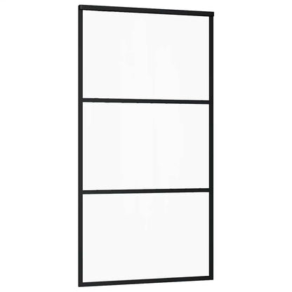 vidaXL Sliding Door with Hardware Set Black 102x205 cm ESG Glass