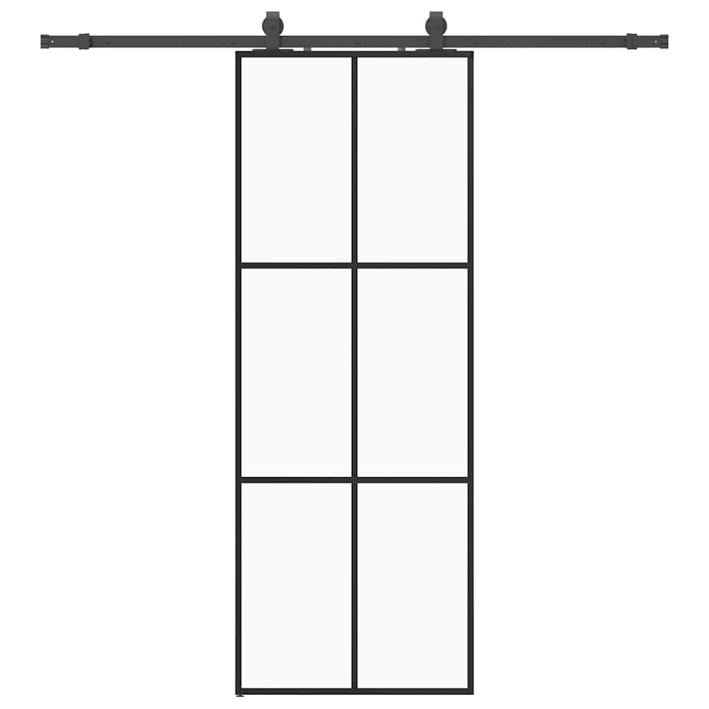vidaXL Sliding Door with Hardware Set Black 76x205 cm ESG Glass