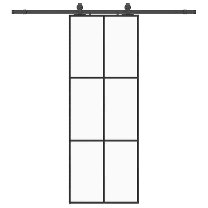 vidaXL Sliding Door with Hardware Set Black 76x205 cm ESG Glass