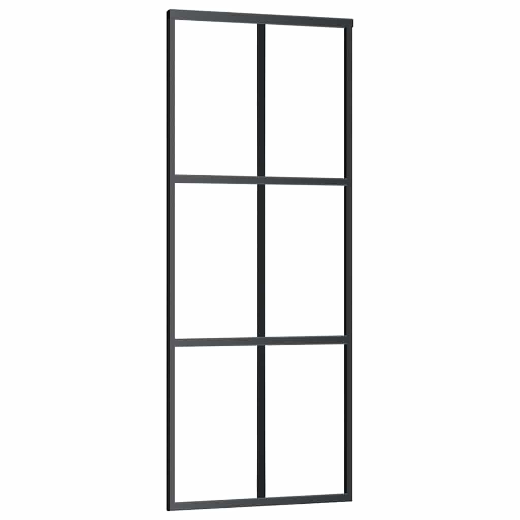 vidaXL Sliding Door with Hardware Set Black 76x205 cm ESG Glass