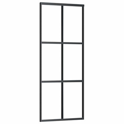 vidaXL Sliding Door with Hardware Set Black 76x205 cm ESG Glass
