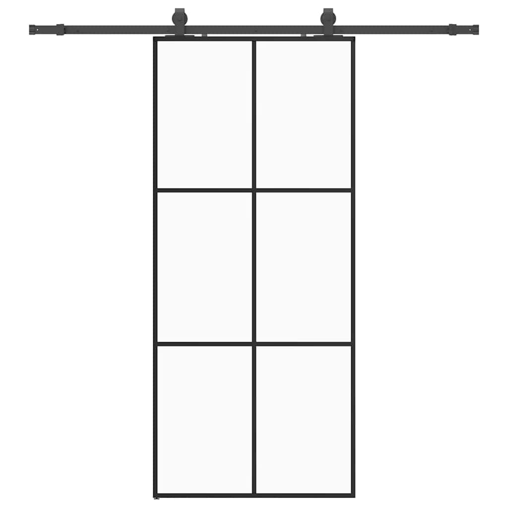 vidaXL Sliding Door with Hardware Set Black 90x205 cm ESG Glass