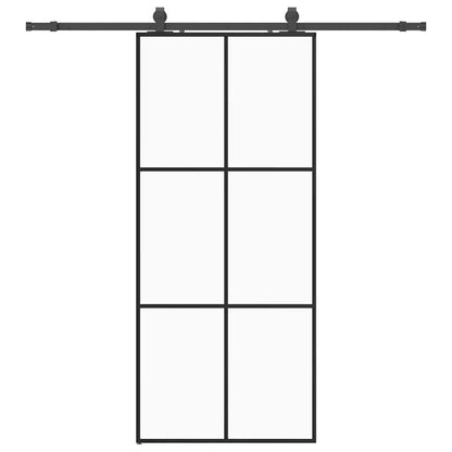 vidaXL Sliding Door with Hardware Set Black 90x205 cm ESG Glass