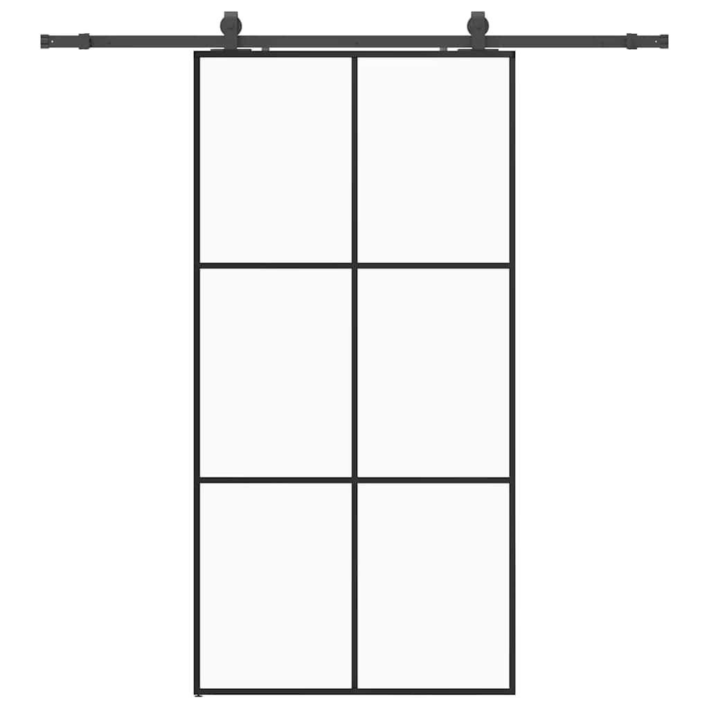vidaXL Sliding Door with Hardware Set Black 102x205 cm ESG Glass