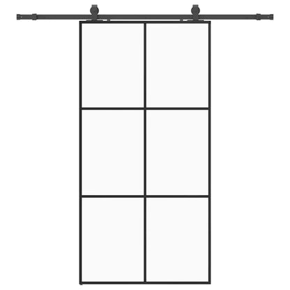 vidaXL Sliding Door with Hardware Set Black 102x205 cm ESG Glass