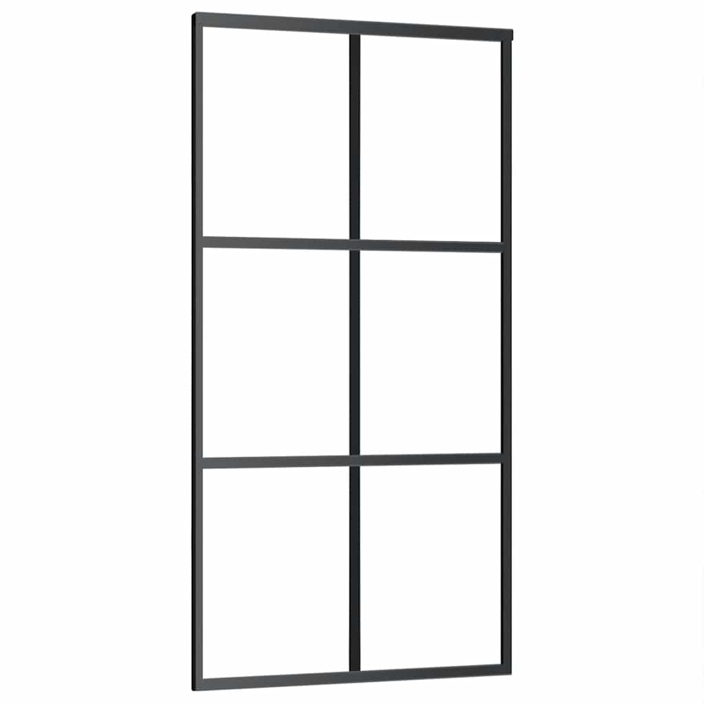 vidaXL Sliding Door with Hardware Set Black 102x205 cm ESG Glass