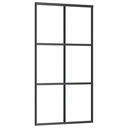 vidaXL Sliding Door with Hardware Set Black 102x205 cm ESG Glass