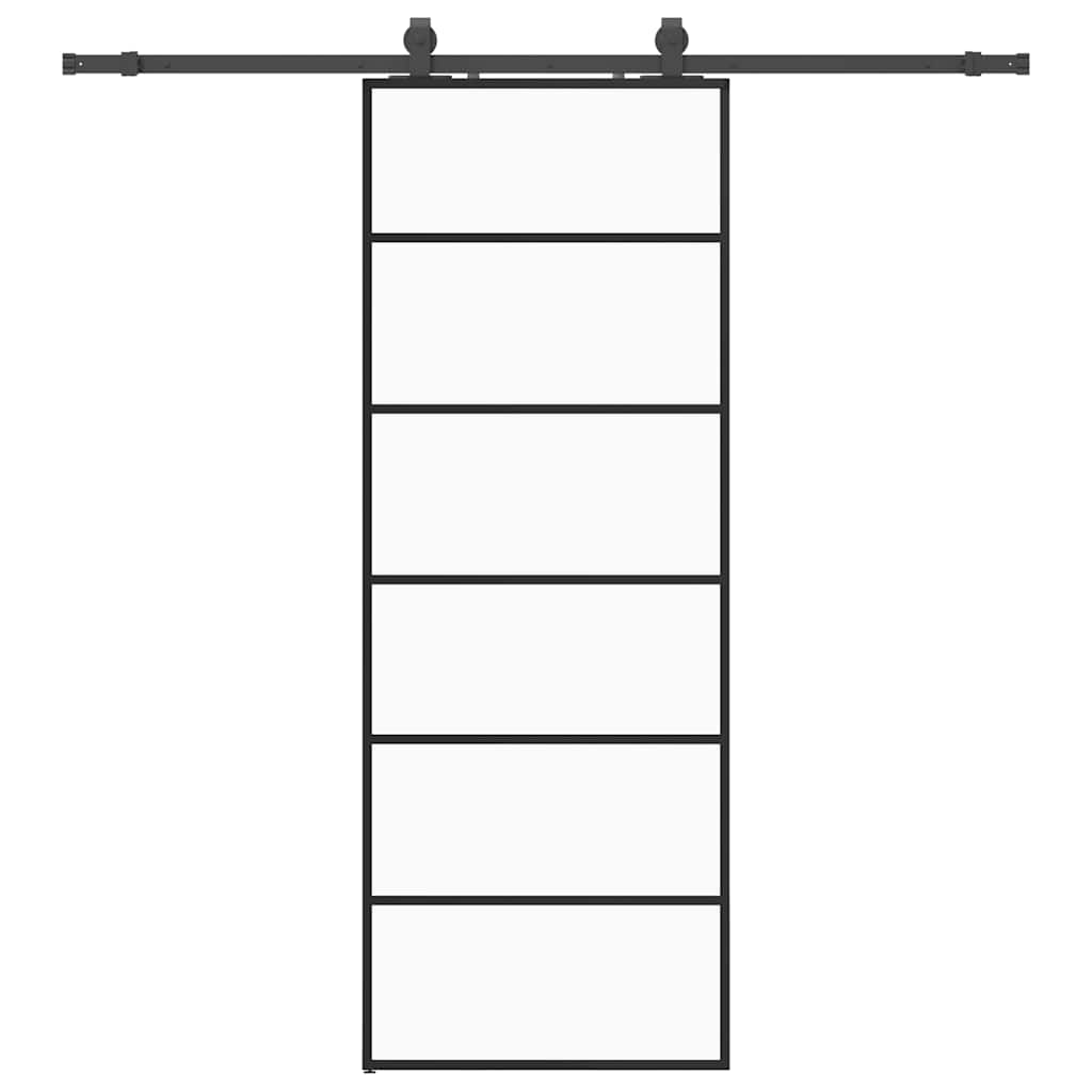 vidaXL Sliding Door with Hardware Set Black 76x205 cm ESG Glass
