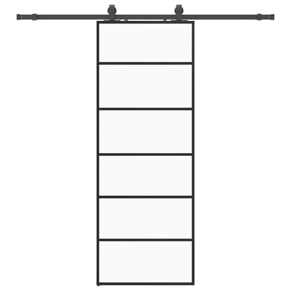 vidaXL Sliding Door with Hardware Set Black 76x205 cm ESG Glass