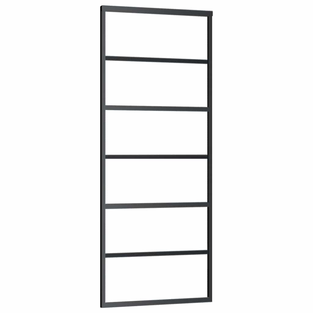 vidaXL Sliding Door with Hardware Set Black 76x205 cm ESG Glass