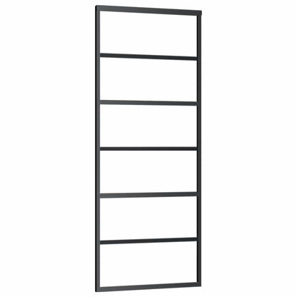 vidaXL Sliding Door with Hardware Set Black 76x205 cm ESG Glass