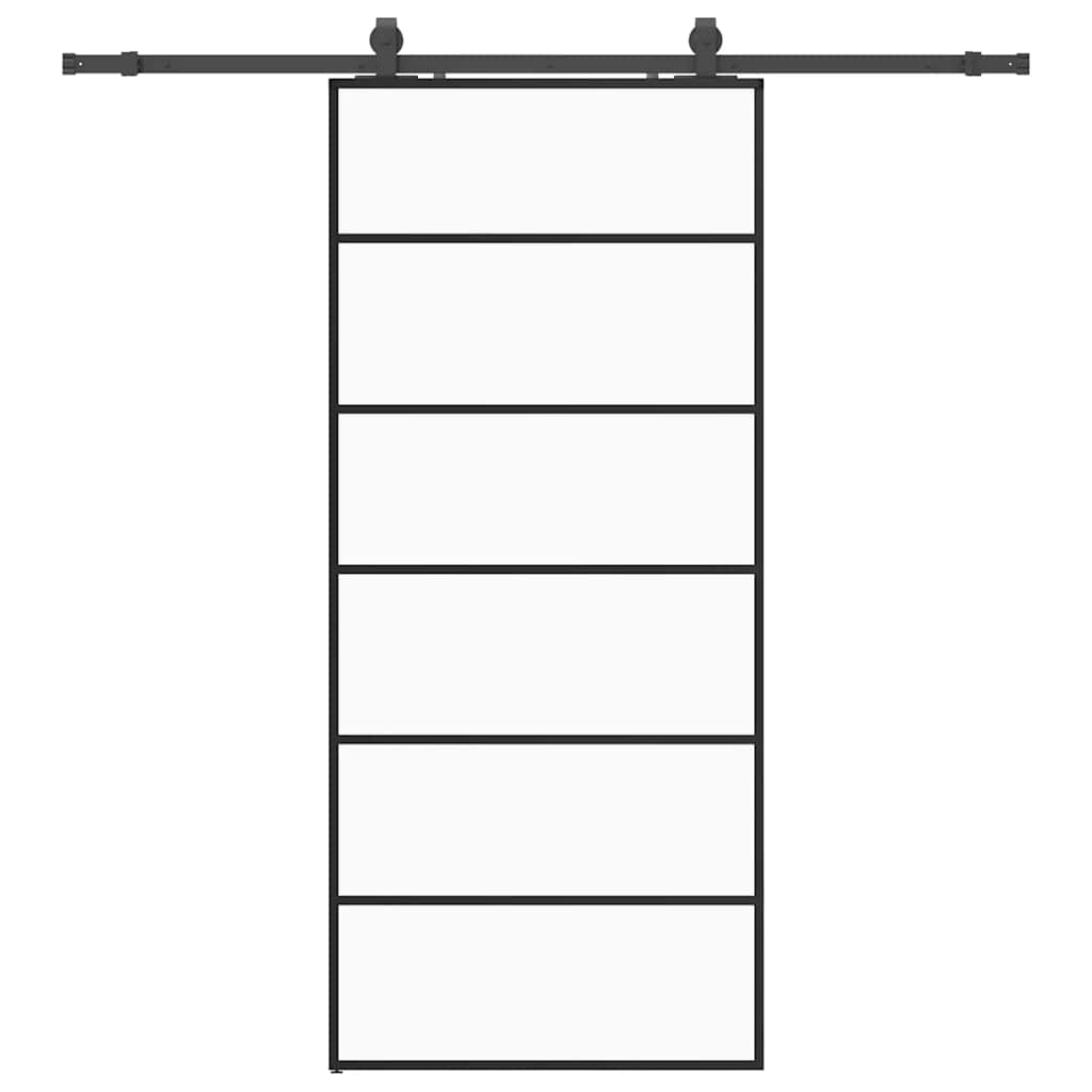 vidaXL Sliding Door with Hardware Set Black 90x205 cm ESG Glass