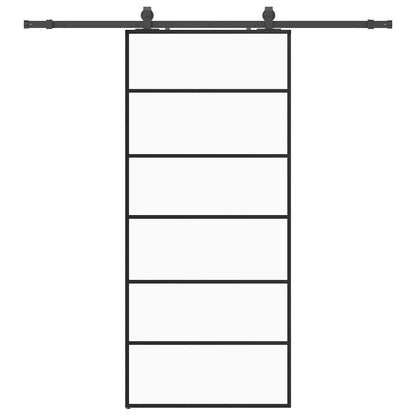 vidaXL Sliding Door with Hardware Set Black 90x205 cm ESG Glass