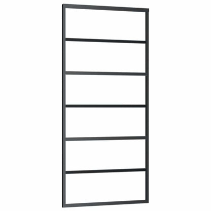 vidaXL Sliding Door with Hardware Set Black 90x205 cm ESG Glass