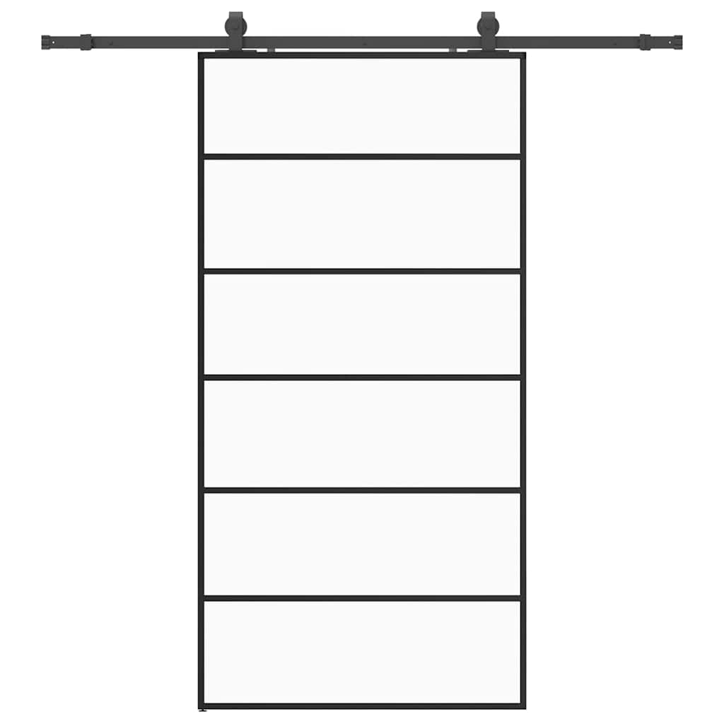 vidaXL Sliding Door with Hardware Set Black 102x205 cm ESG Glass