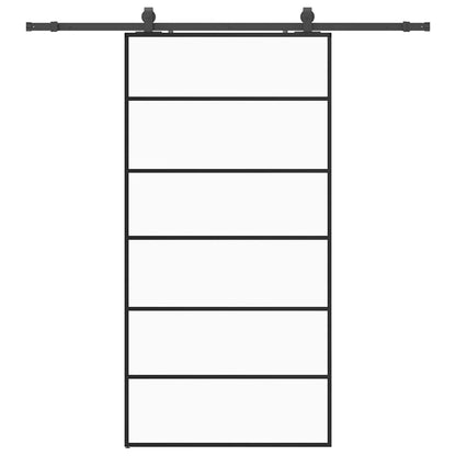 vidaXL Sliding Door with Hardware Set Black 102x205 cm ESG Glass