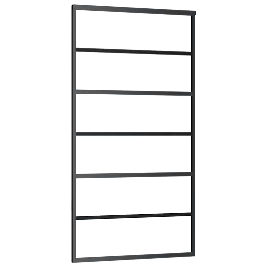 vidaXL Sliding Door with Hardware Set Black 102x205 cm ESG Glass