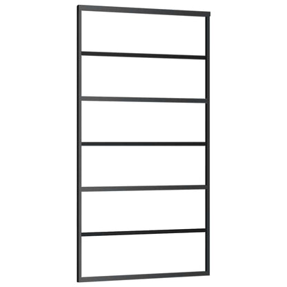 vidaXL Sliding Door with Hardware Set Black 102x205 cm ESG Glass