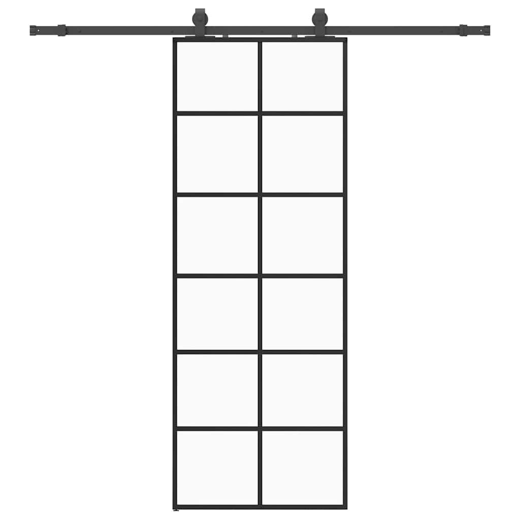 vidaXL Sliding Door with Hardware Set Black 76x205 cm ESG Glass