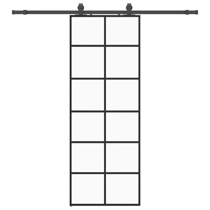 vidaXL Sliding Door with Hardware Set Black 76x205 cm ESG Glass