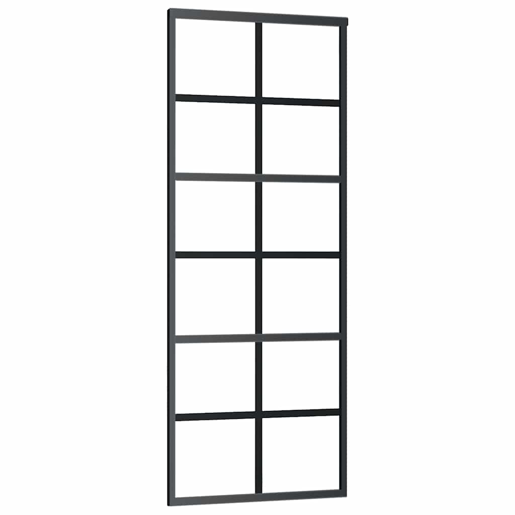 vidaXL Sliding Door with Hardware Set Black 76x205 cm ESG Glass