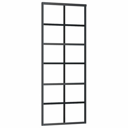 vidaXL Sliding Door with Hardware Set Black 76x205 cm ESG Glass