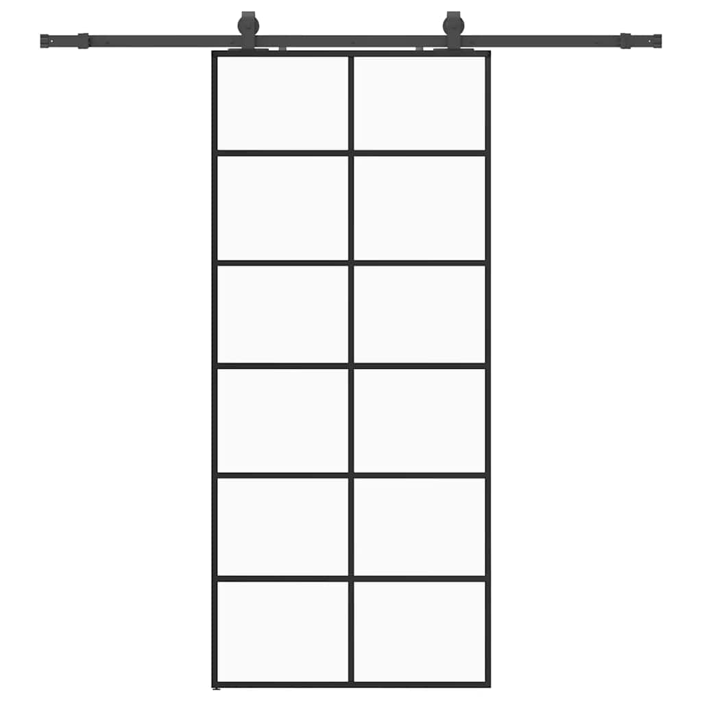 vidaXL Sliding Door with Hardware Set Black 90x205 cm ESG Glass