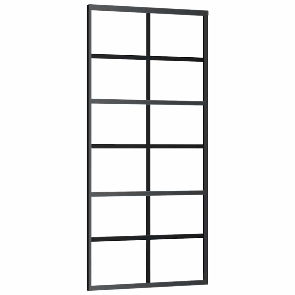 vidaXL Sliding Door with Hardware Set Black 90x205 cm ESG Glass