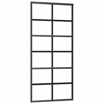 vidaXL Sliding Door with Hardware Set Black 90x205 cm ESG Glass
